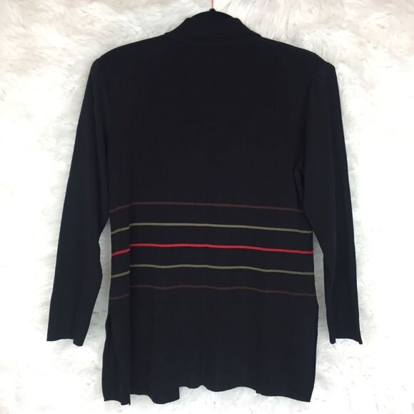 Exclusively Misook Womens Black Striped Cardigan Open Jacket XS - Picture 5 of 5